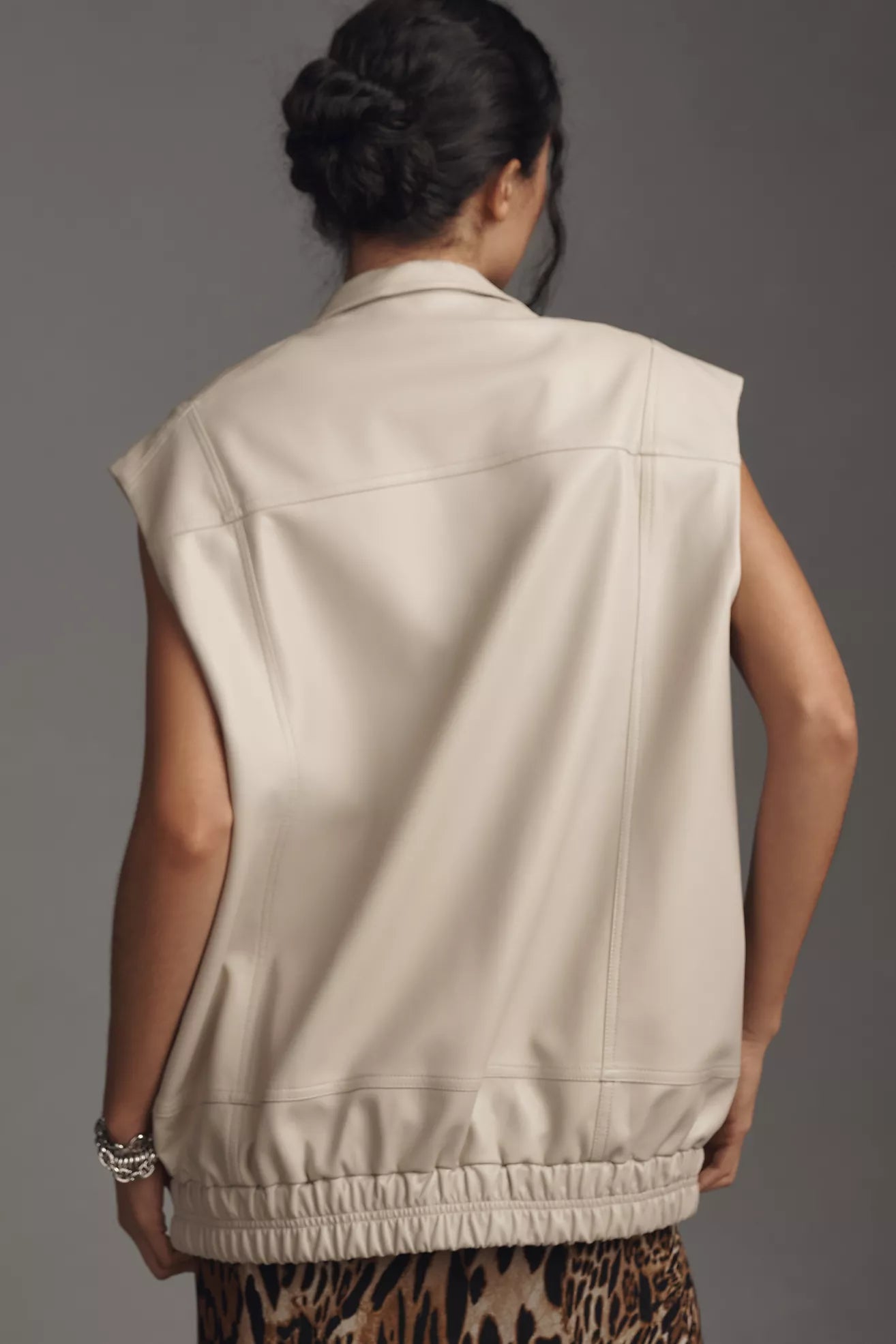 By Anthropologie Faux Leather Oversized Vest