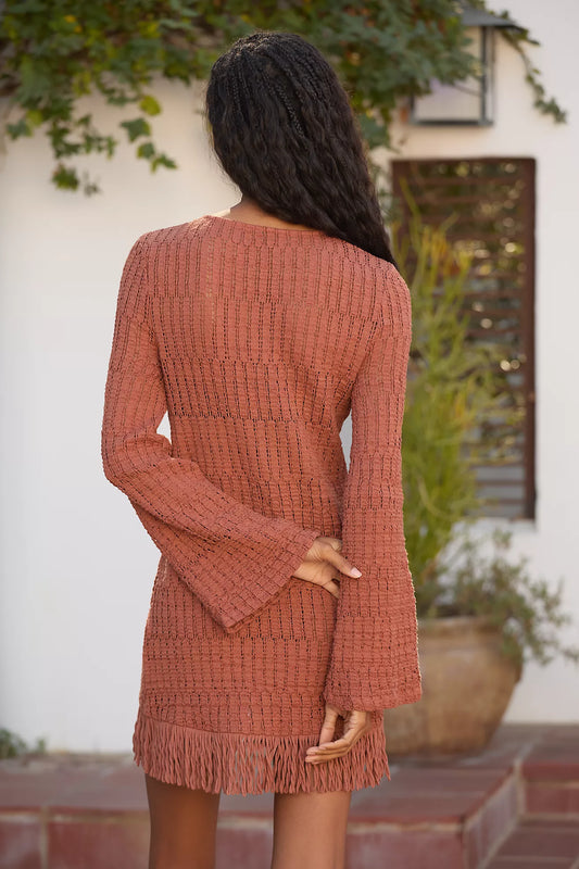 By Anthropologie Long-Sleeve Knit Mini Dress
