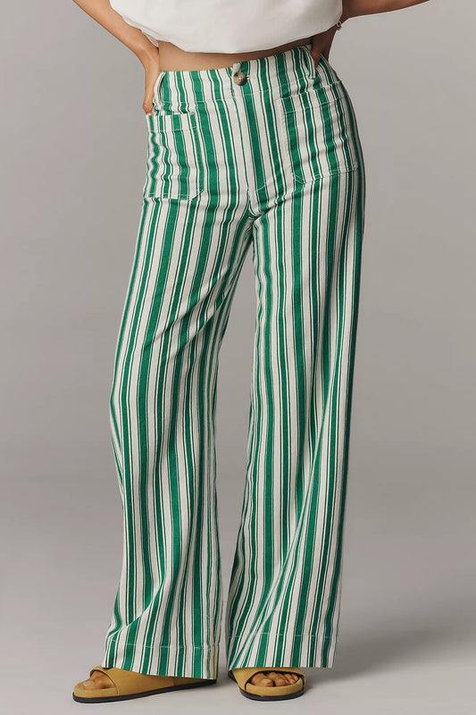 The Colette Striped Full-Length Wide-Leg Pants by Maeve