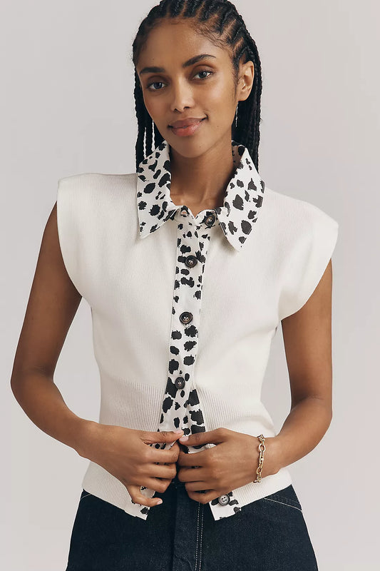 Maeve Collared Denim Muscle Sweater Vest