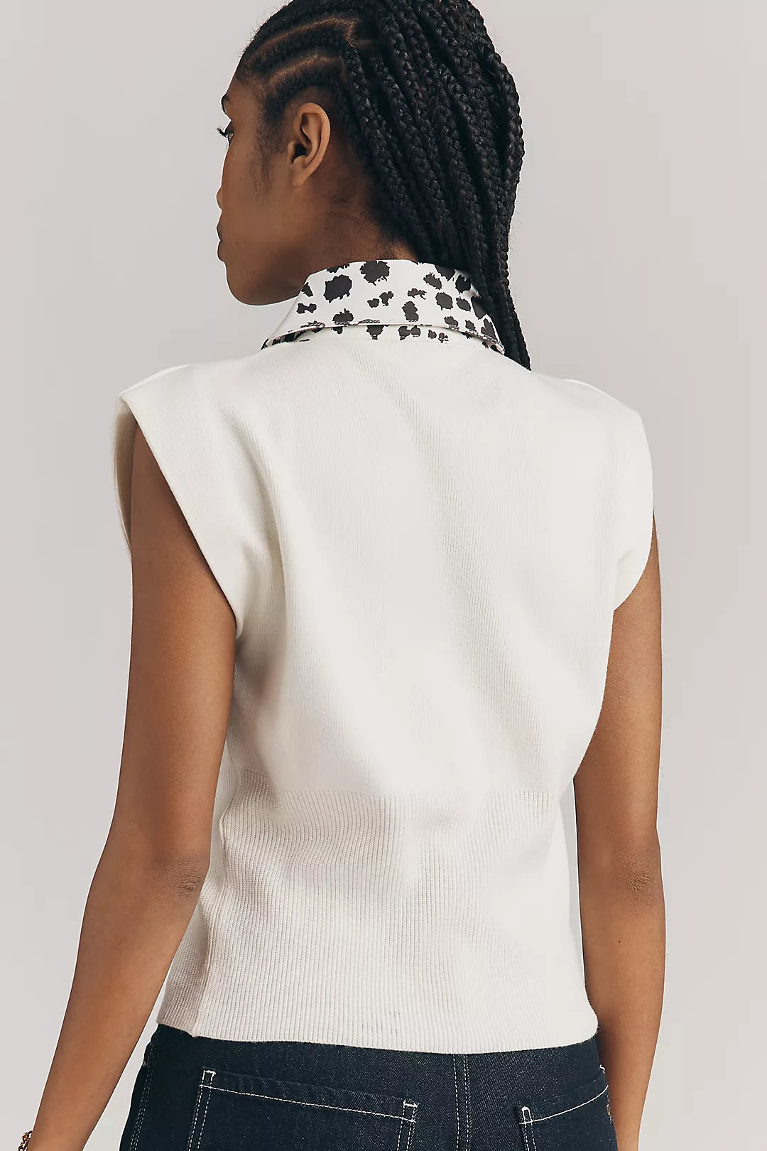 Maeve Collared Denim Muscle Sweater Vest