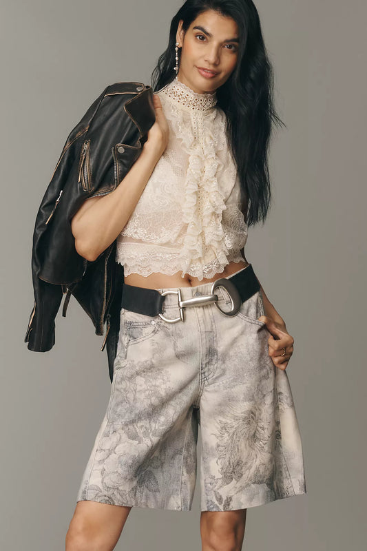 The Adi Mid-Rise Relaxed Bermuda Shorts by Pilcro