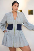 Load image into Gallery viewer, The Tommie Smocked Front-Zip Shirt Dress: Long-Sleeve Mini Edition
