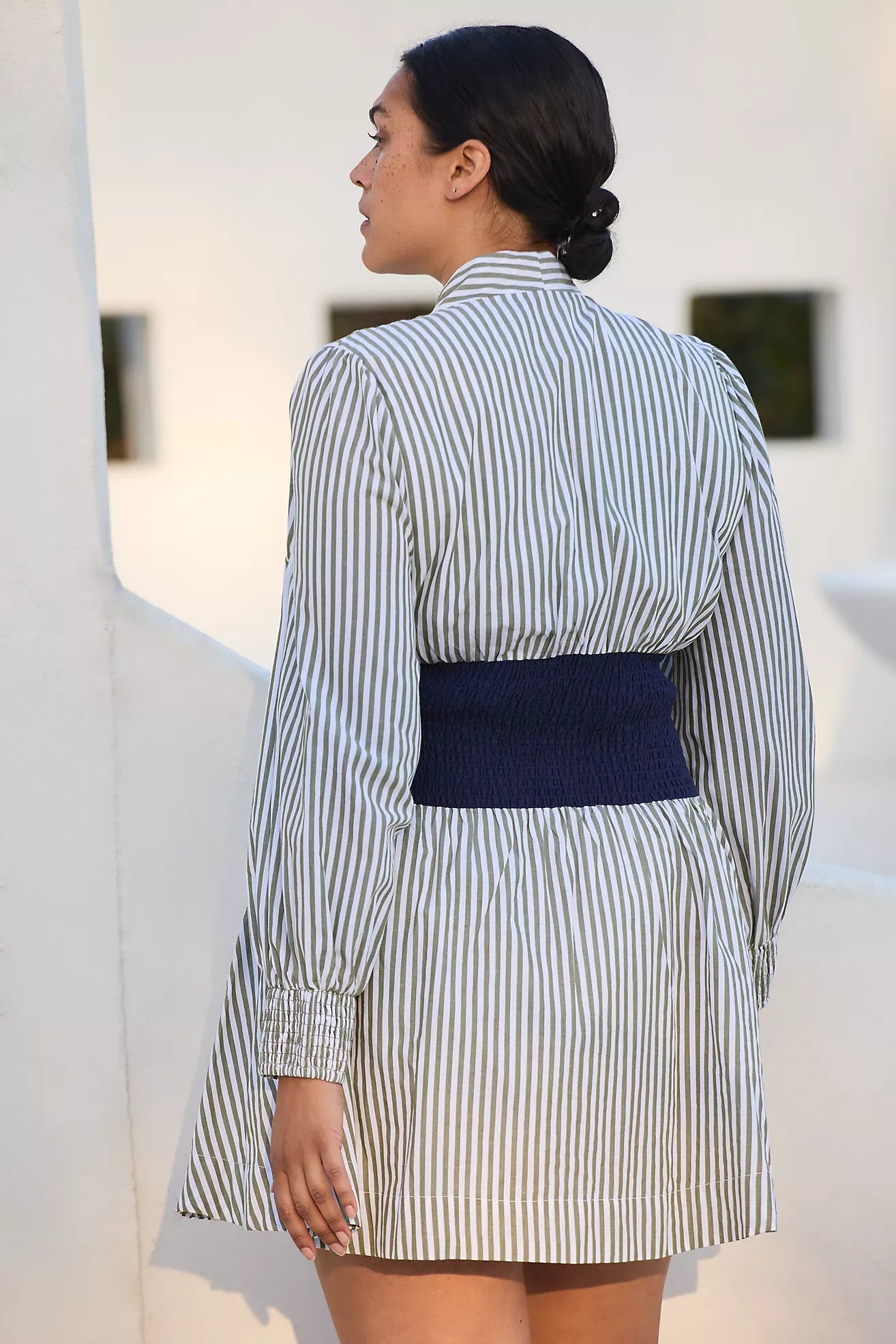 The Tommie Smocked Front-Zip Shirt Dress: Long-Sleeve Mini Edition
