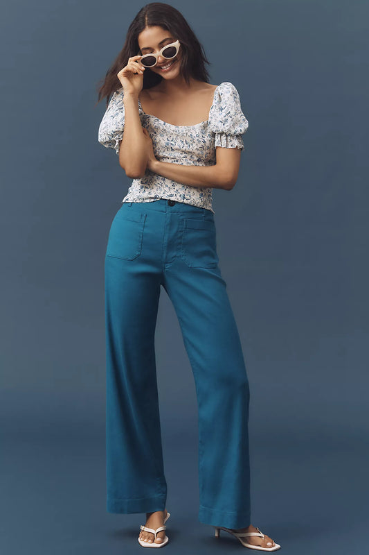 The Colette Linen Full-Length Wide-Leg Pants by Maeve