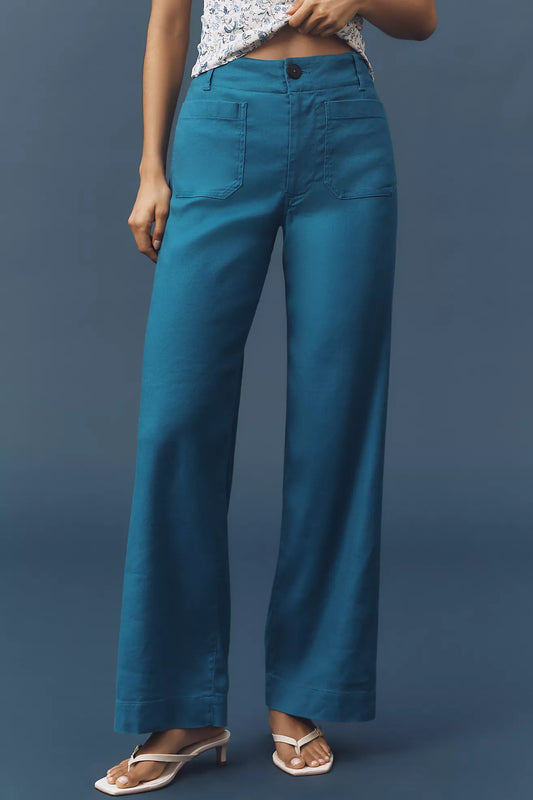 The Colette Linen Full-Length Wide-Leg Pants by Maeve