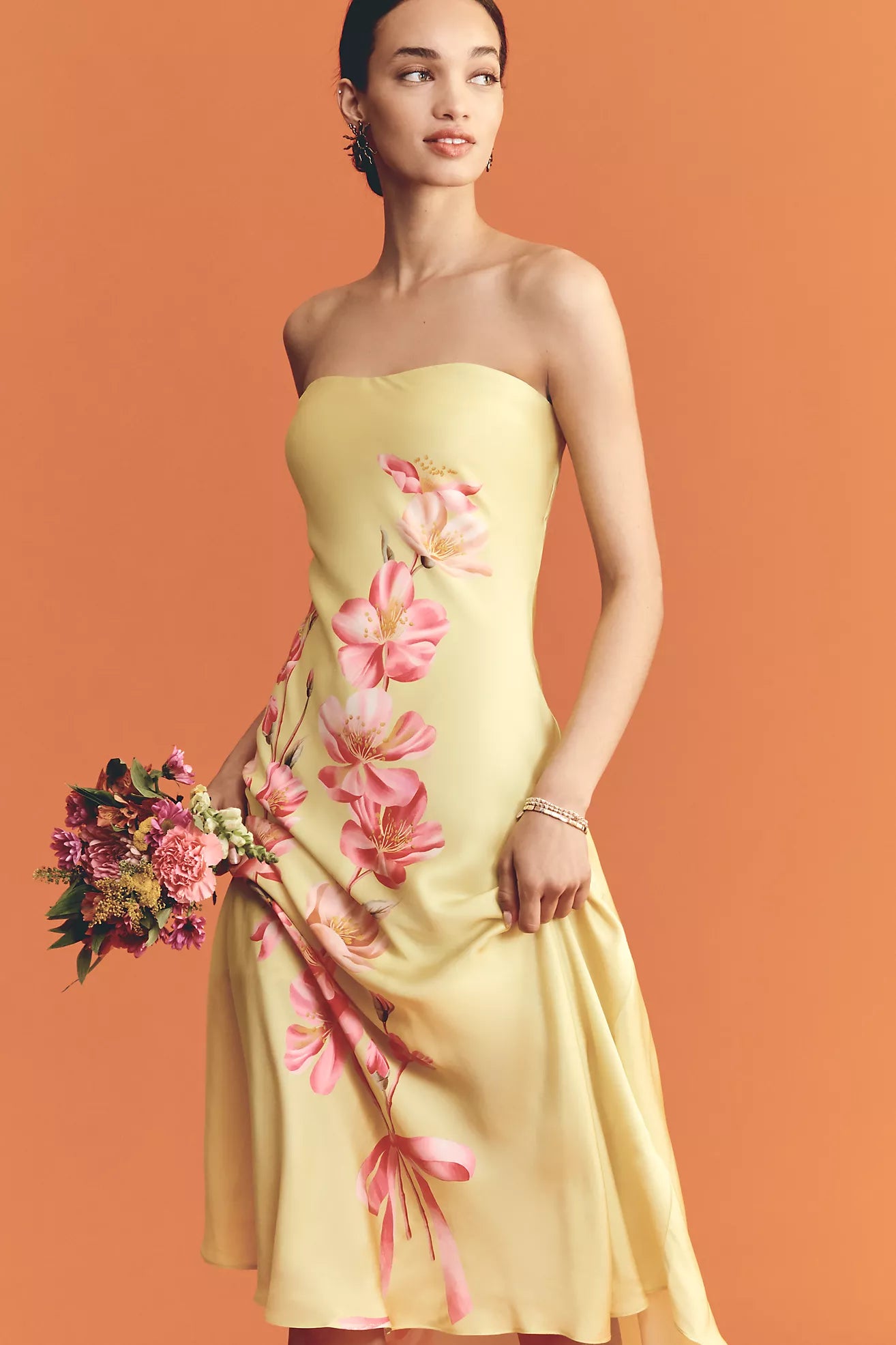 Farm Rio x Anthropologie Strapless Printed Midi Slip Dress