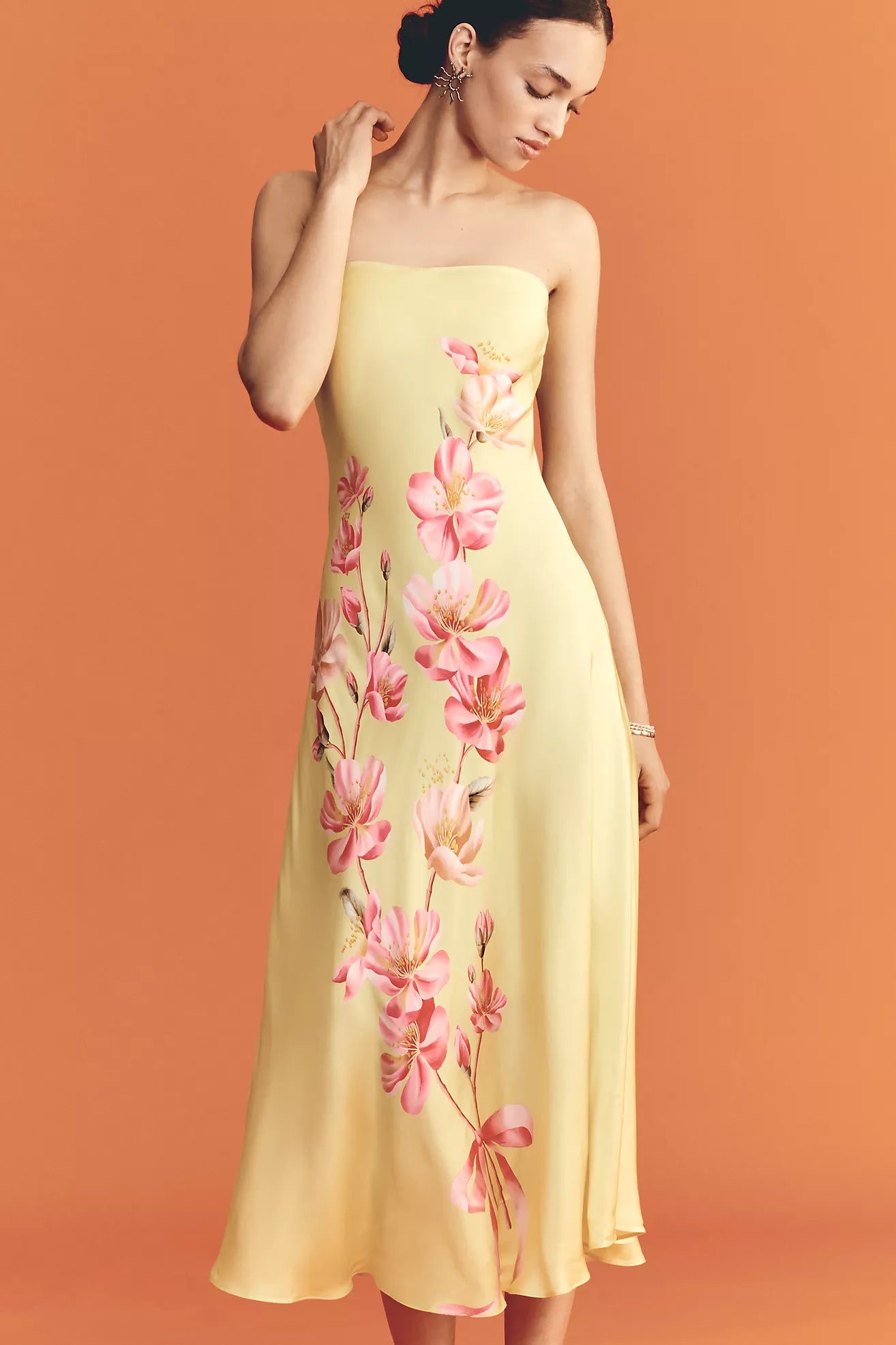 Farm Rio x Anthropologie Strapless Printed Midi Slip Dress