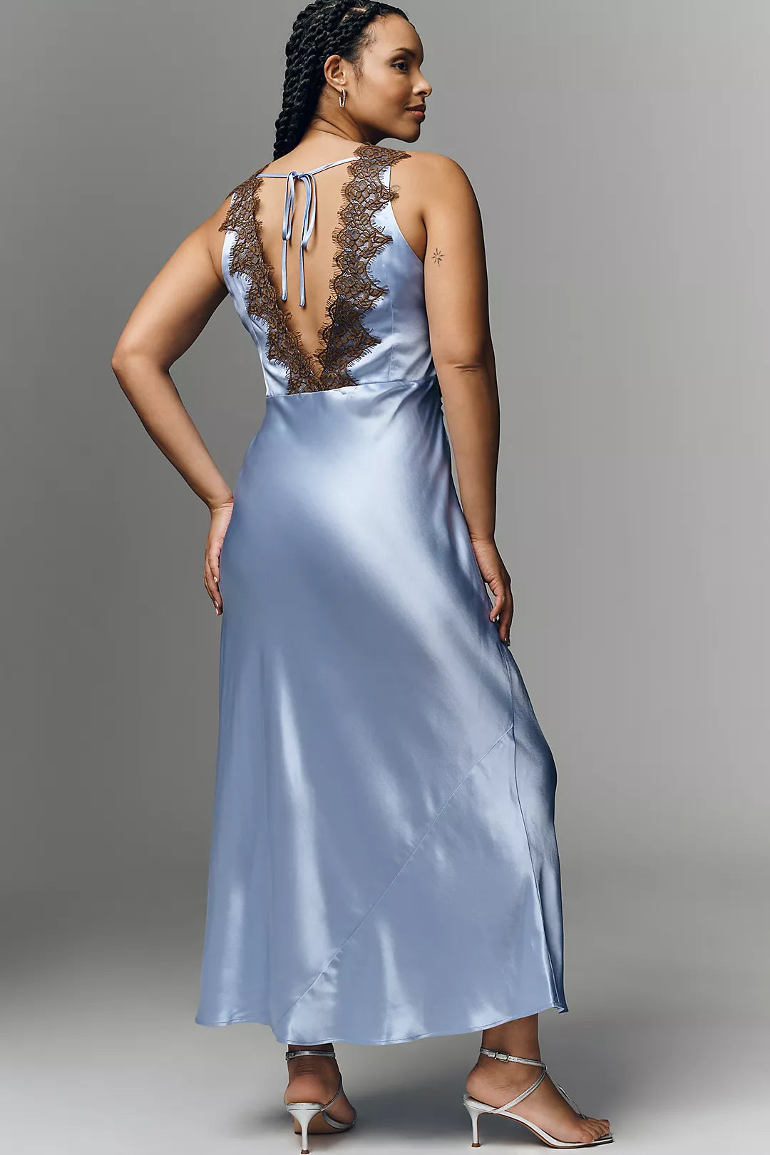 By Anthropologie Lace V-Neck Midi Slip Dress