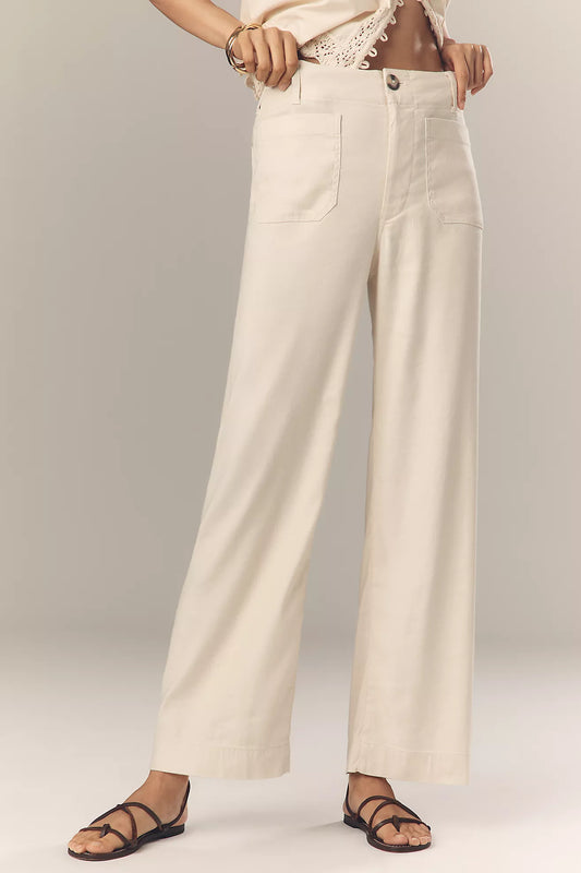 The Colette Linen Full-Length Wide-Leg Pants by Maeve