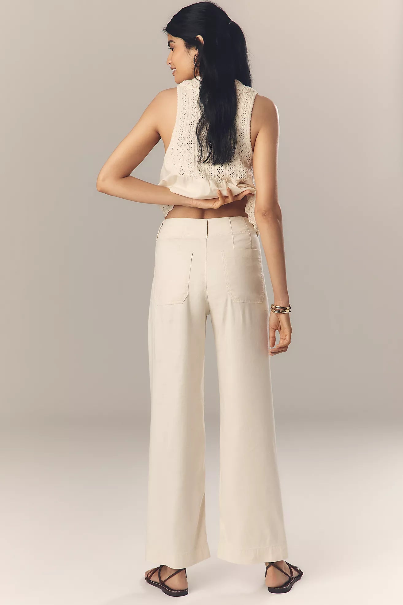 The Colette Linen Full-Length Wide-Leg Pants by Maeve