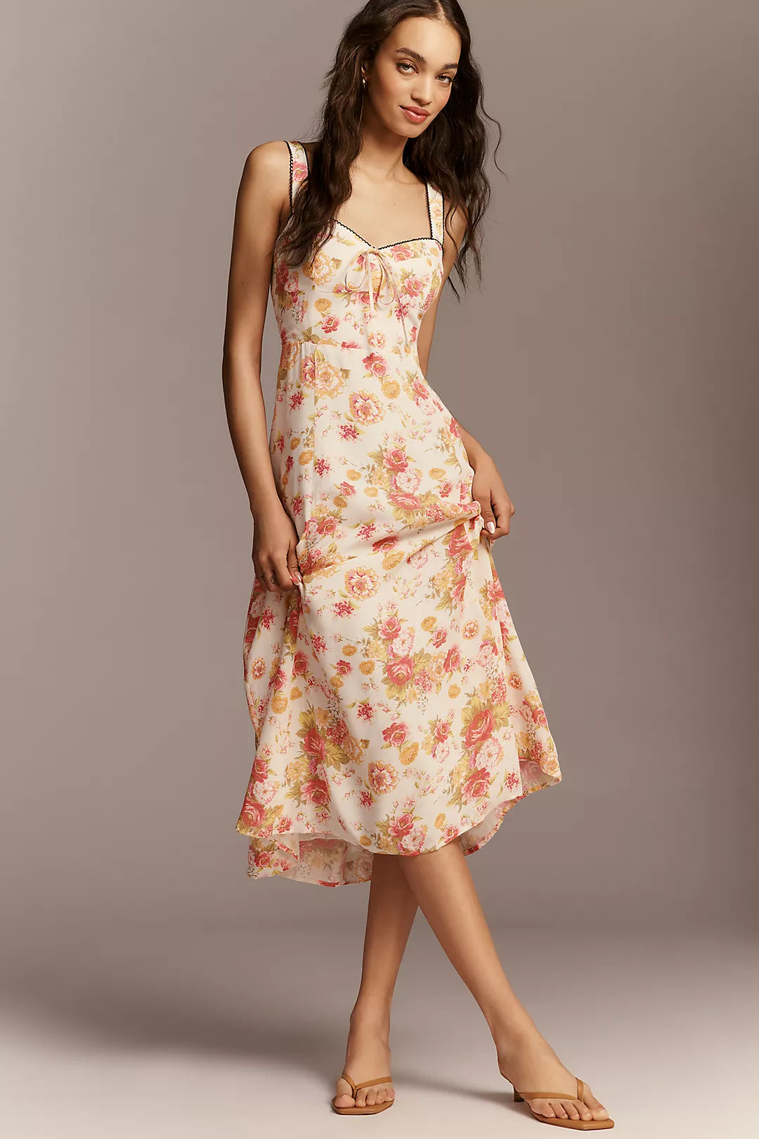 Maeve Sweetheart Printed Midi Dress