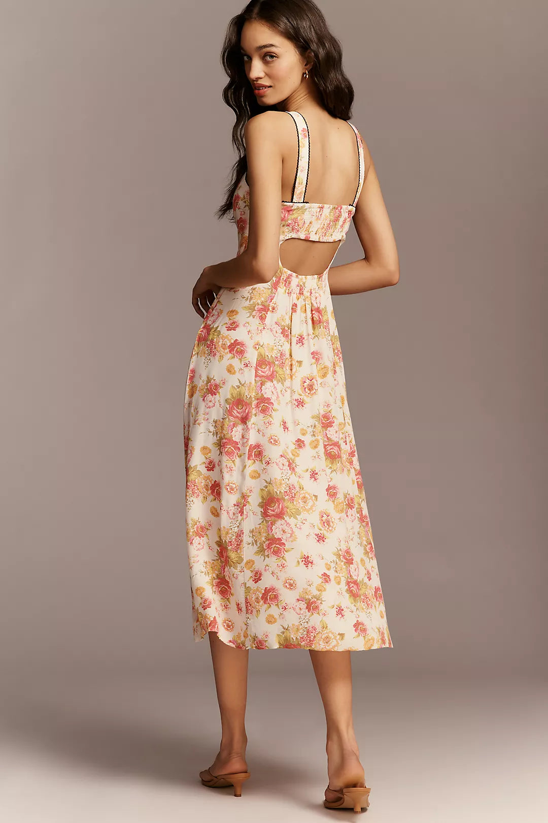 Maeve Sweetheart Printed Midi Dress