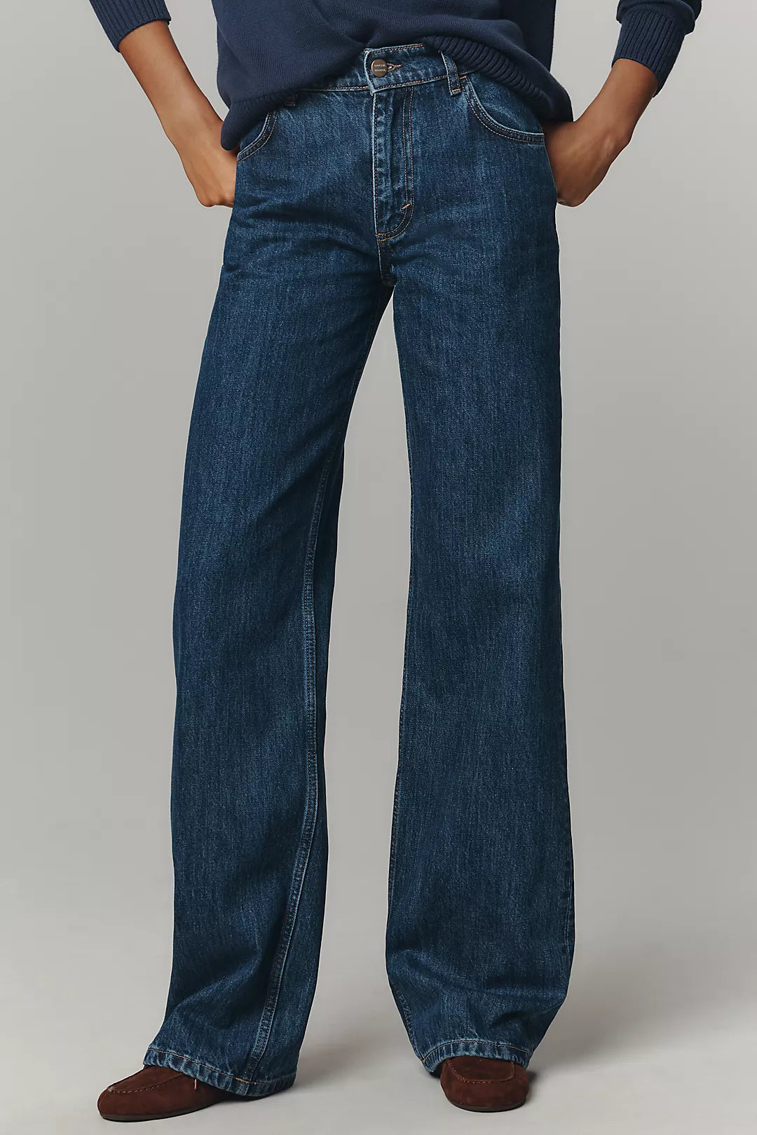 Damson Madder Sylvie Turn Up Straight-Leg Jeans