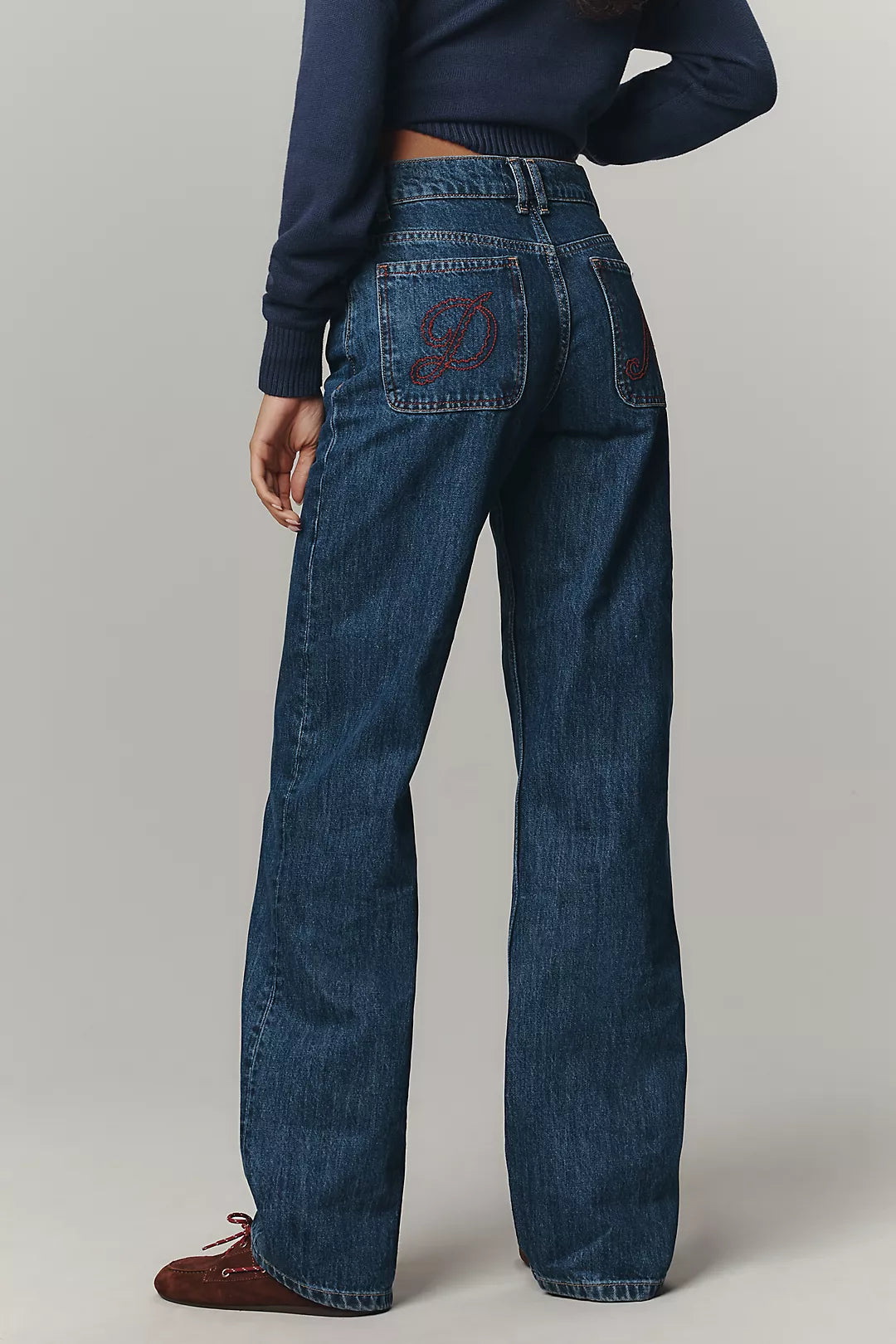 Damson Madder Sylvie Turn Up Straight-Leg Jeans