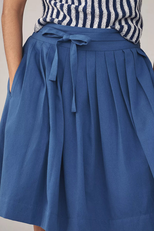 Maeve Bow-Front Pleated Knee-Length Skirt