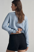 Load image into Gallery viewer, Colette Linen-Blend Daisy-Trim High-Rise Shorts
