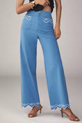 Load image into Gallery viewer, The Colette Lace Trim Full-Length Wide-Leg Pants by Maeve
