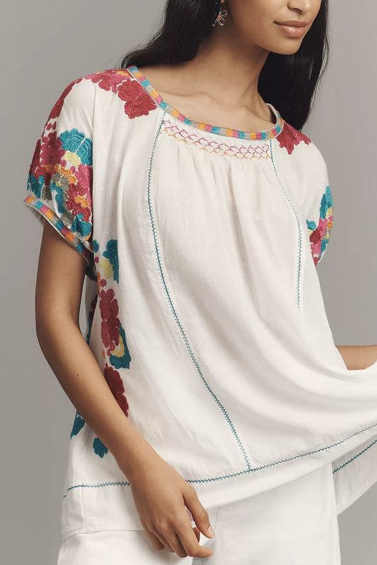 By Anthropologie Embroidered Tunic Top