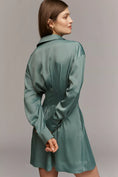 Load image into Gallery viewer, The Tobie Long-Sleeve Satin Mini Shirtdress by Exquise
