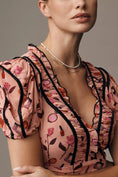 Load image into Gallery viewer, Maeve V-Neck Puff-Sleeve Printed Blouse

