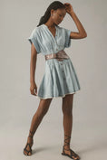 Load image into Gallery viewer, Pilcro Shirred-Waist Buttondown Mini Dress

