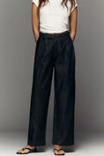 Load image into Gallery viewer, Maeve Belted Pleated High-Rise Wide-Leg Jeans
