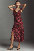 Load image into Gallery viewer, By Anthropologie Ruffle-Sleeve Floral Slip Midi Dress

