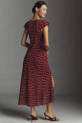 Load image into Gallery viewer, By Anthropologie Ruffle-Sleeve Floral Slip Midi Dress
