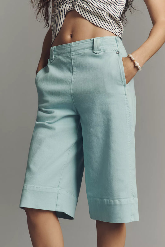 Maeve Tea Towel Denim Bermuda Shorts