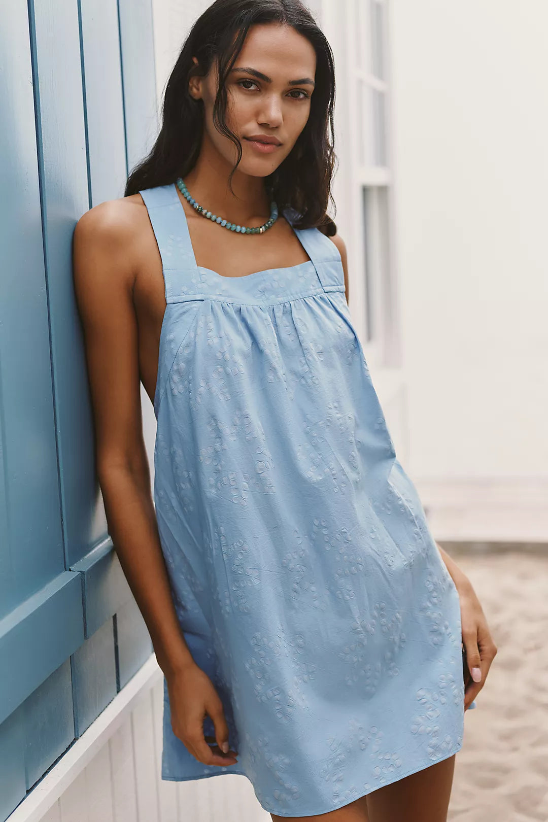 Celandine Ruffle-Back Apron Mini Dress