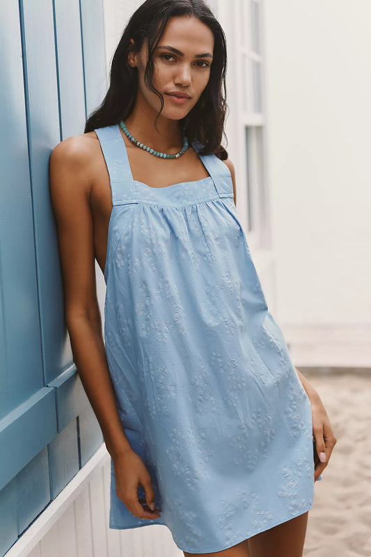 Celandine Ruffle-Back Apron Mini Dress