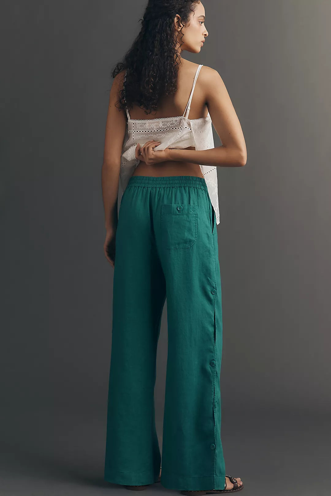 Brooklin Wavy Linen Wide-Leg Pants by Maeve