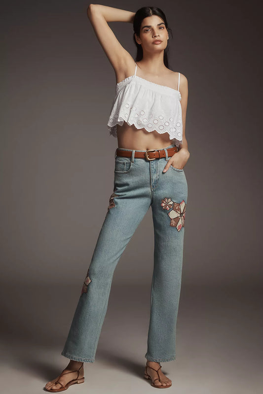 Pilcro Baggy Boyfriend High-Rise Quilted Jeans