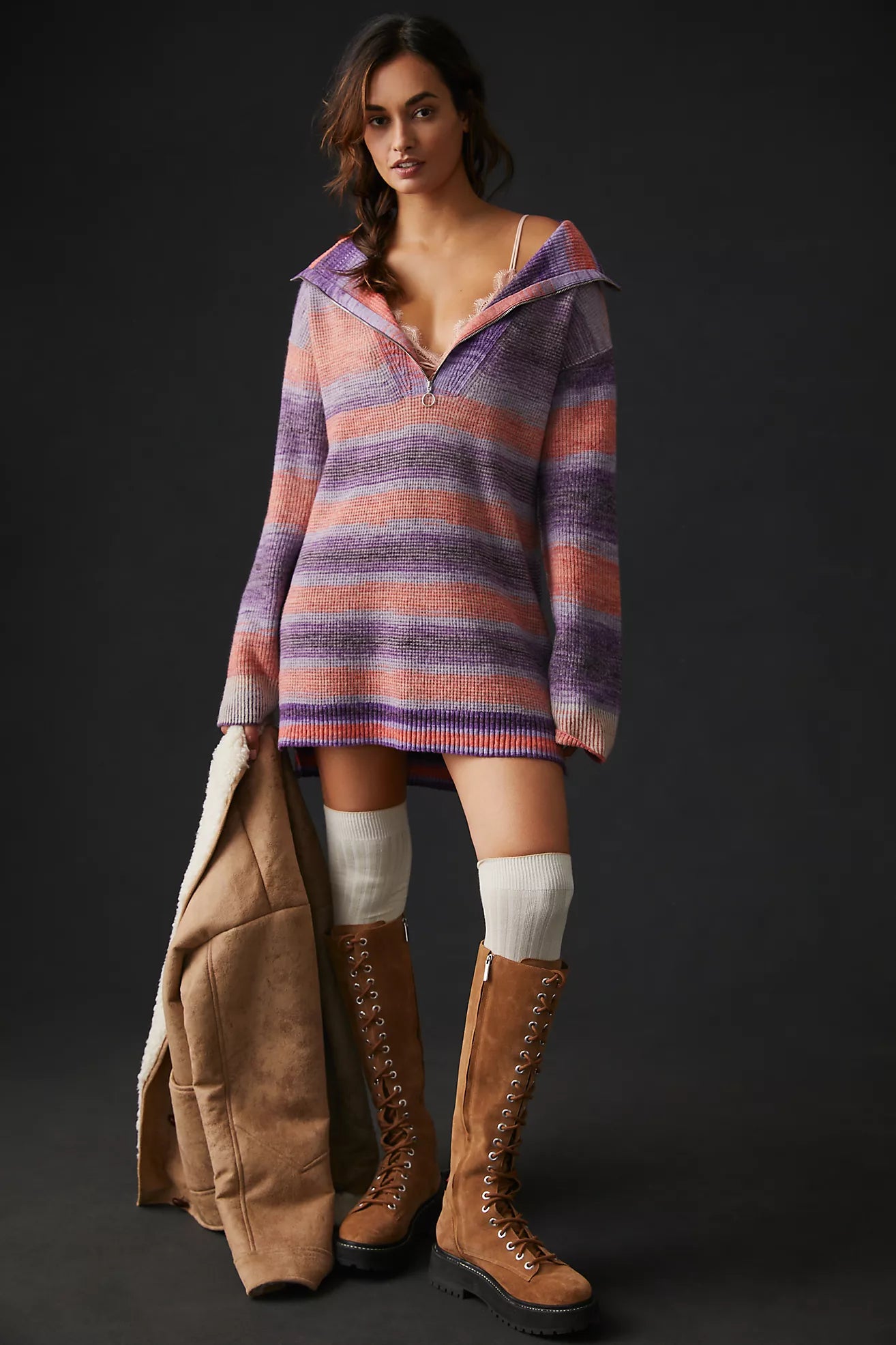 Daily Practice by Anthropologie Half-Zip Tunic Sweater