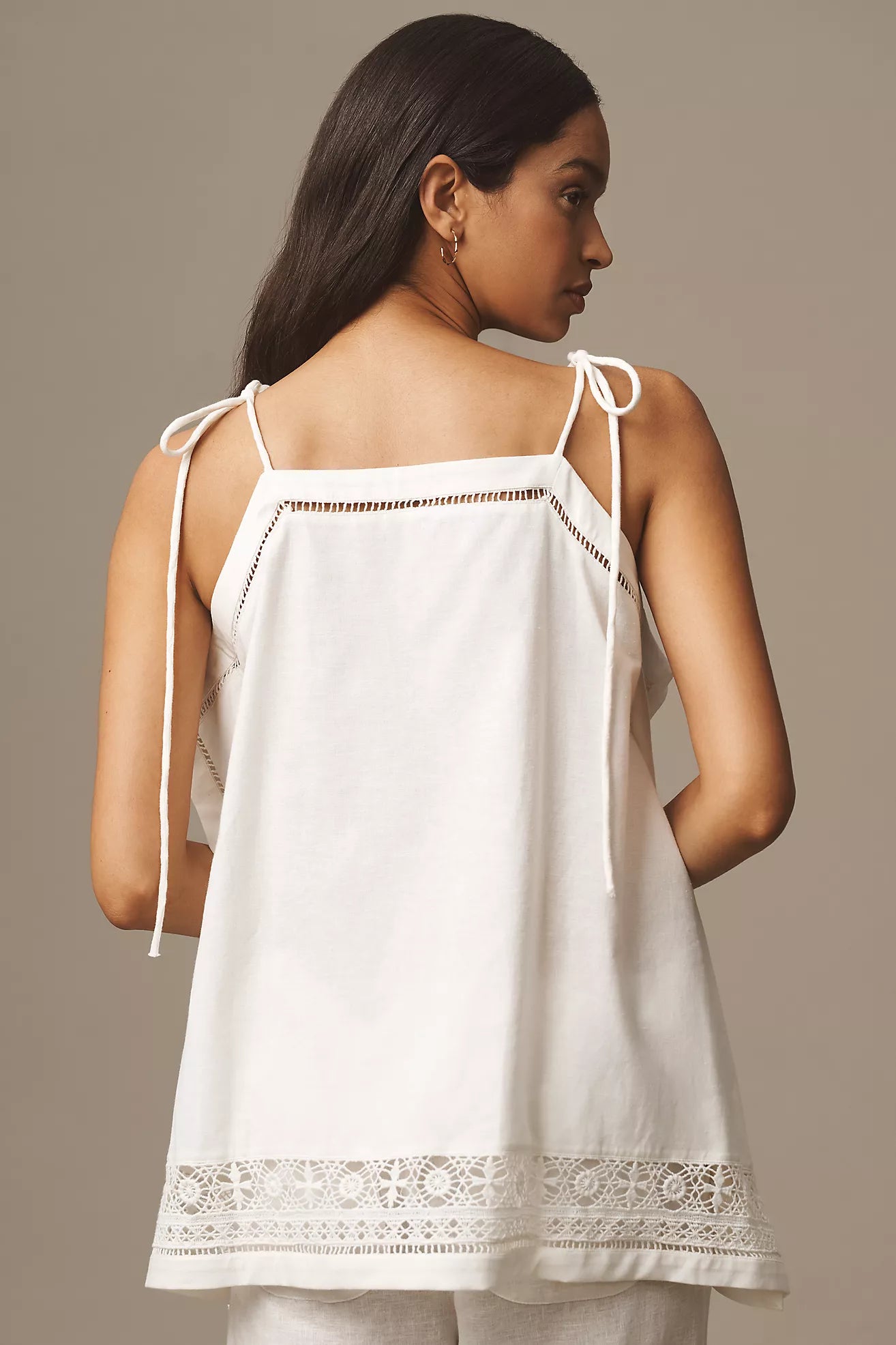 By Anthropologie Tie-Strap Hanky Lace Tank Top