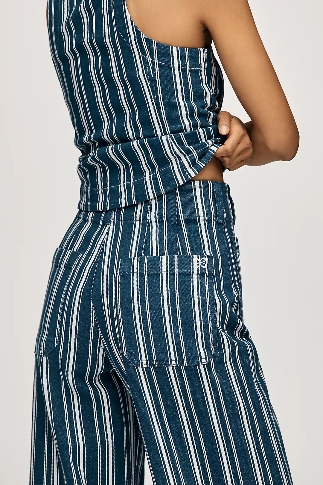 Colette Striped High-Rise Wide-Leg Full-Length Pants