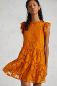 Load image into Gallery viewer, Blue Tassel Tiered Lace Tunic Dress
