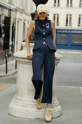 Load image into Gallery viewer, Colette Pinstripe High-Rise Wide-Leg Full-Length Pants
