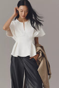 Load image into Gallery viewer, By Anthropologie Pleated Peplum Short-Sleeve Top
