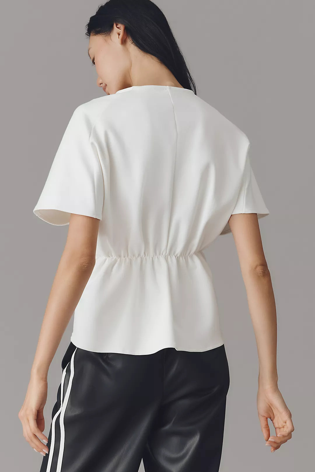 By Anthropologie Pleated Peplum Short-Sleeve Top