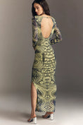 Load image into Gallery viewer, By Anthropologie Long-Sleeve Open-Back Mesh Maxi Dress
