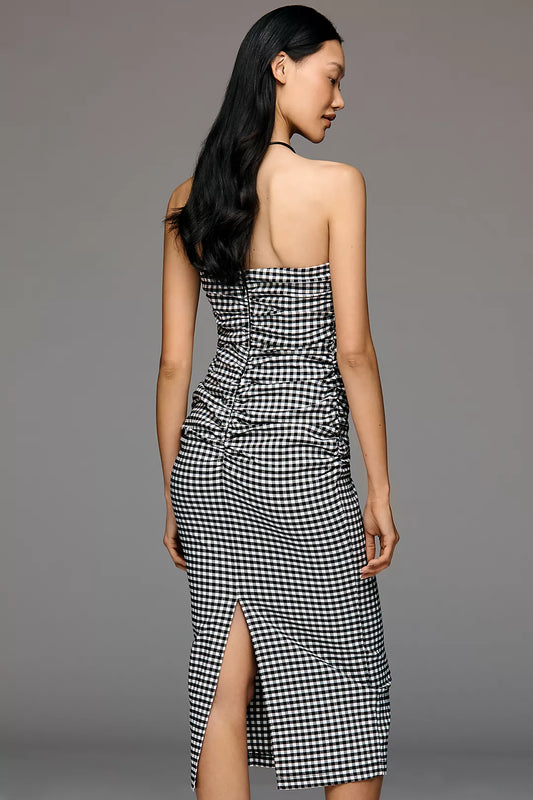 The Soleil Strapless Fitted Midi Dress