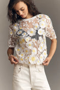 Load image into Gallery viewer, Dolan Left Coast Flower Appliqué Sheer Tee
