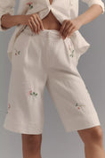 Load image into Gallery viewer, By Anthropologie Linen Embroidered Relaxed Bermuda Shorts
