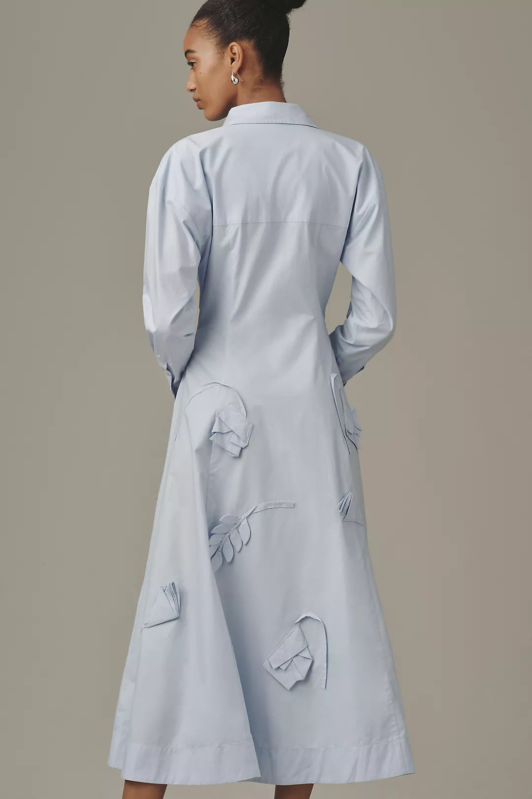 Maeve 3D Floral Long-Sleeve A-Line Shirtdress