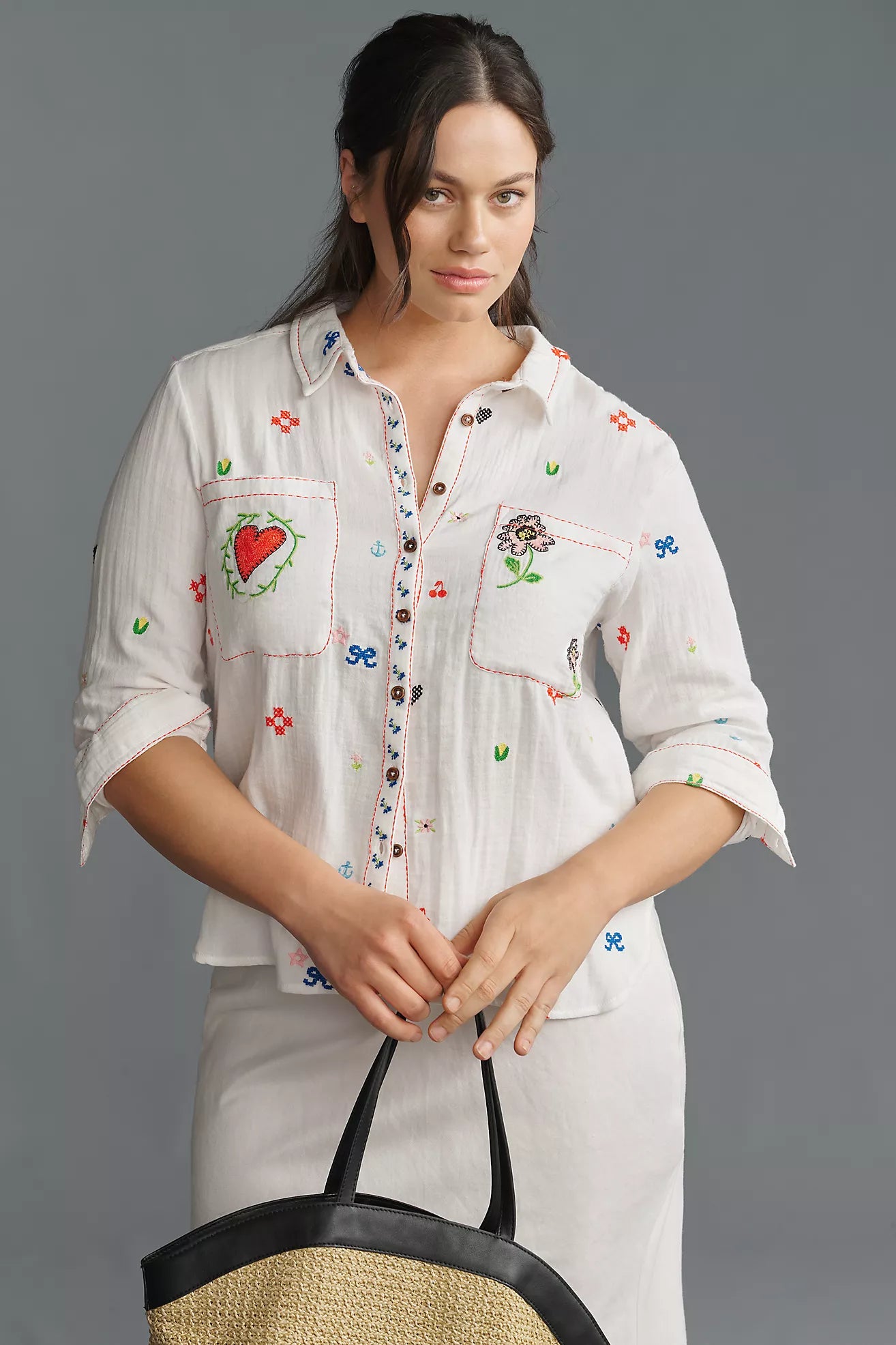 Pilcro Embroidered Icon Buttondown Shirt