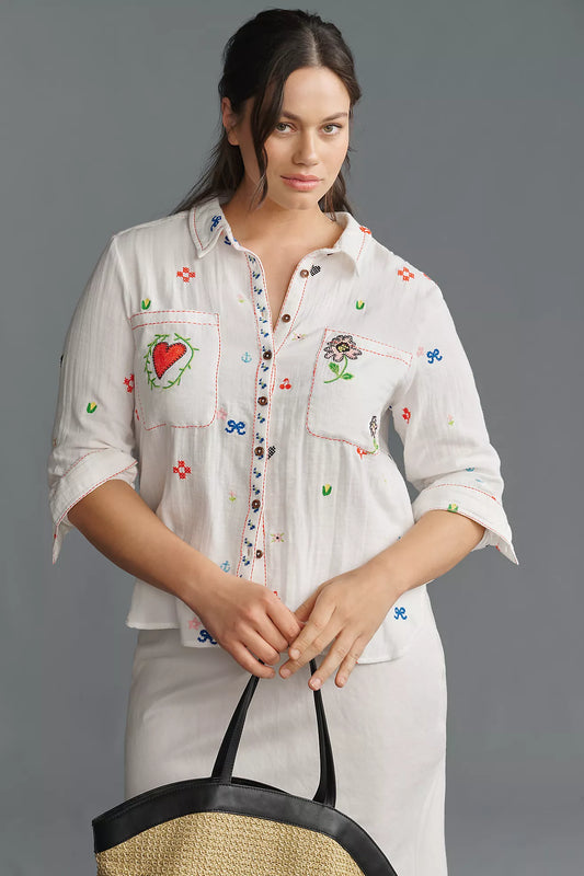 Pilcro Embroidered Icon Buttondown Shirt