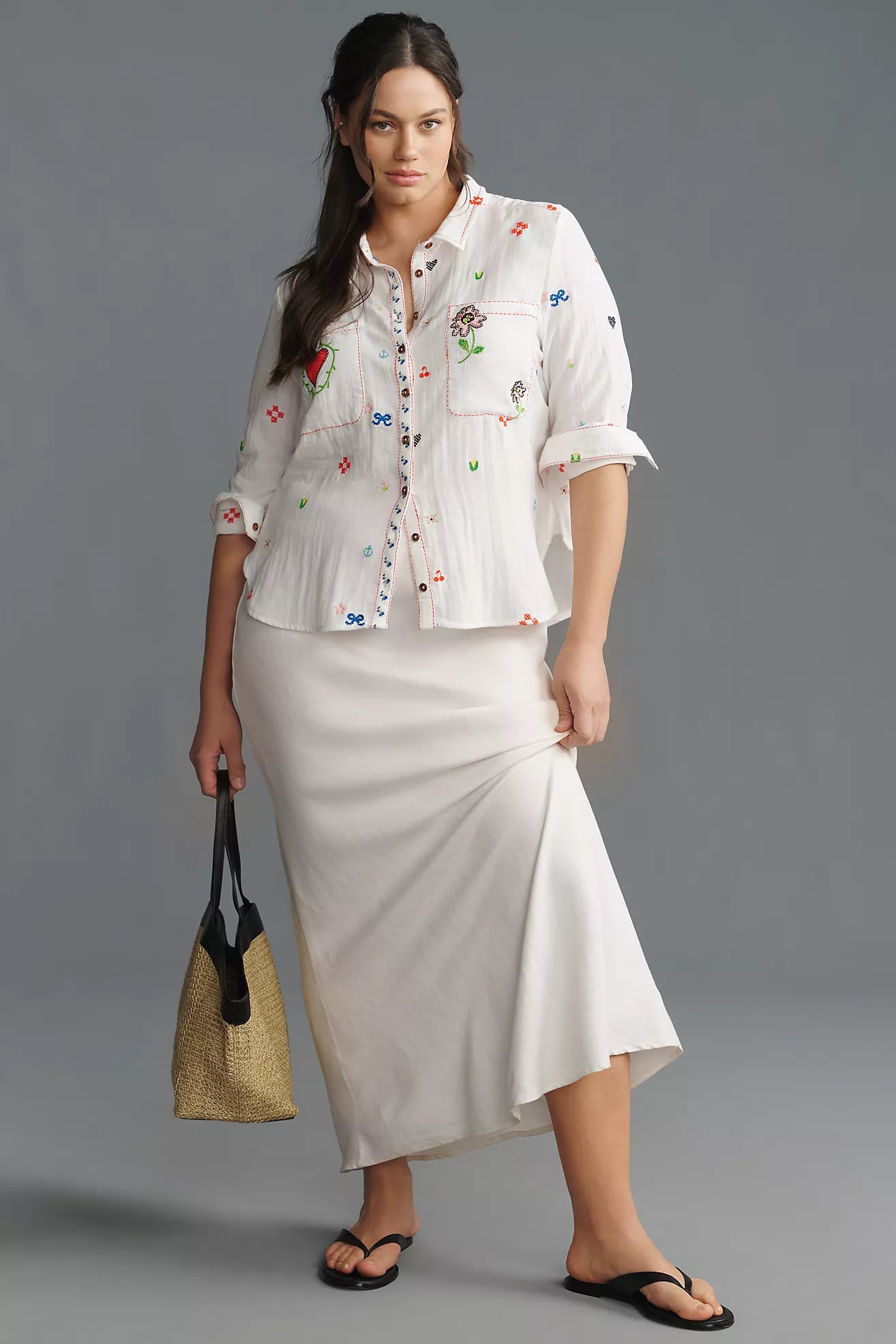 Pilcro Embroidered Icon Buttondown Shirt