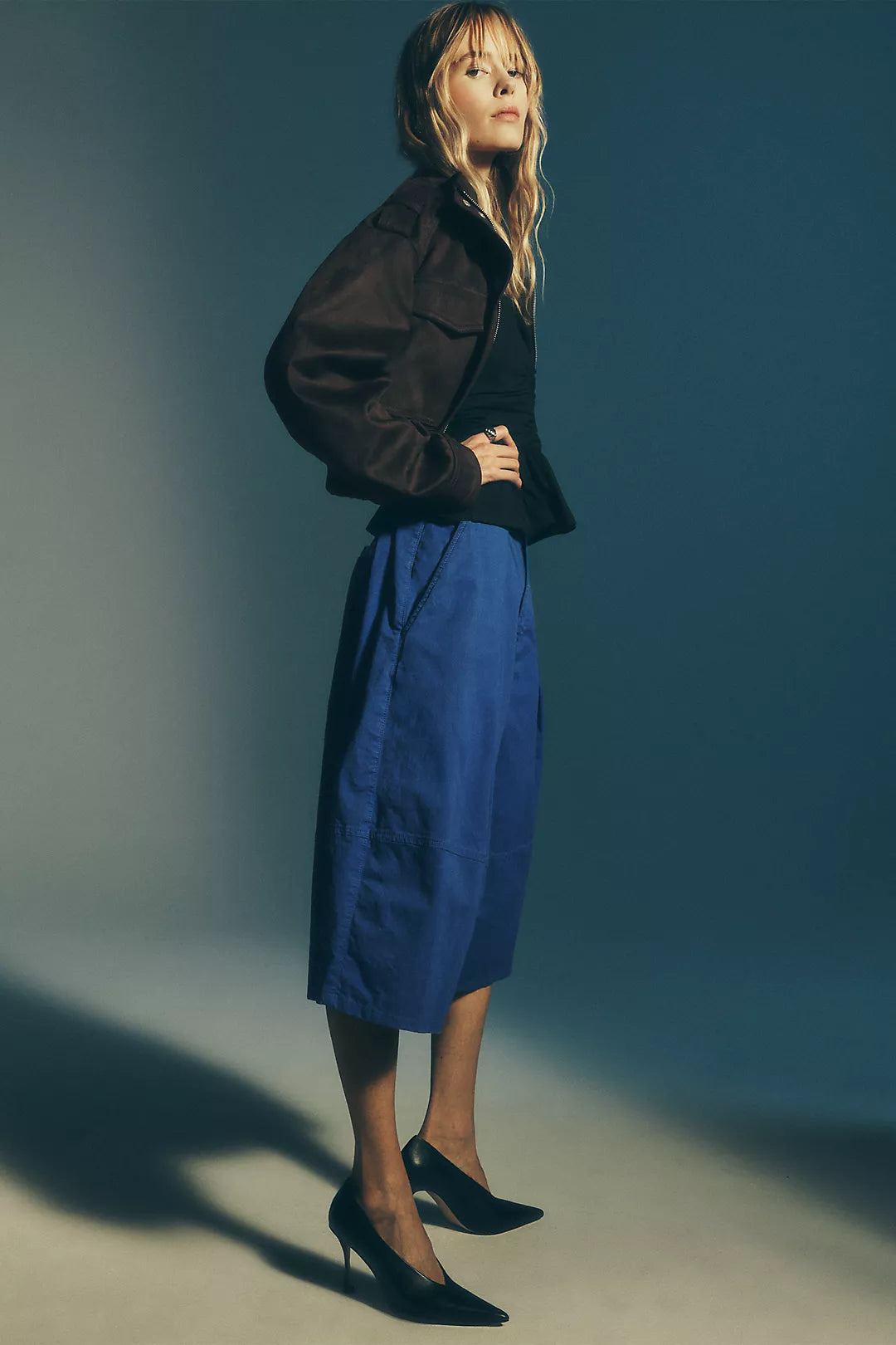 Pilcro Wide-Leg Crop Balloon Trousers